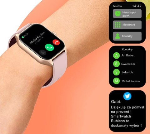 Smartwatch Damski Rubicon RNCF03-5 Różowe złoto Bransoleta + Pasek