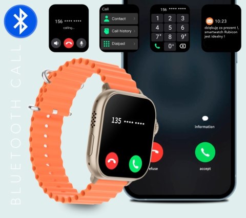 Smartwatch Męski RUBICON RNCF17 Tytan/Orange SMARUB269
